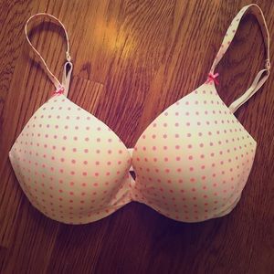 Victoria’s Secret Pink dot plunge padded bra 32D